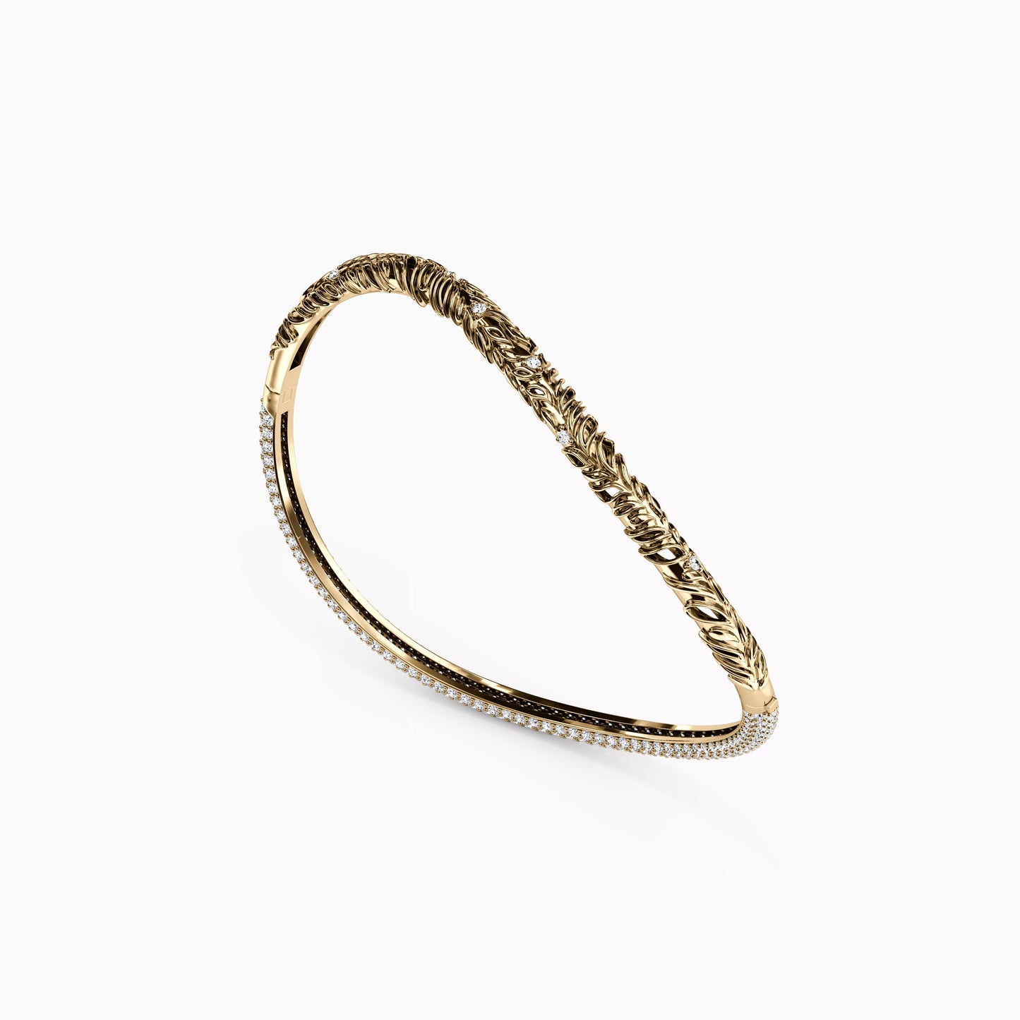 Twisted Bangle in 18K Gold with Diamonds