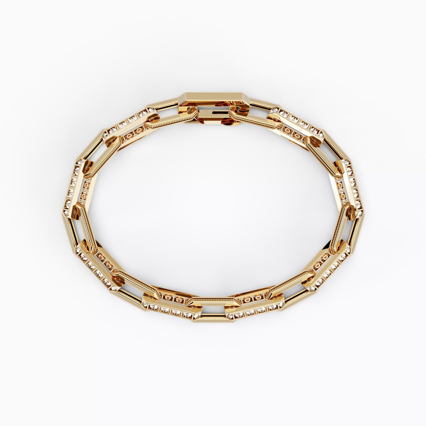 Link and Floating Diamond Bracelet in 18 Karat Gold with Diamonds