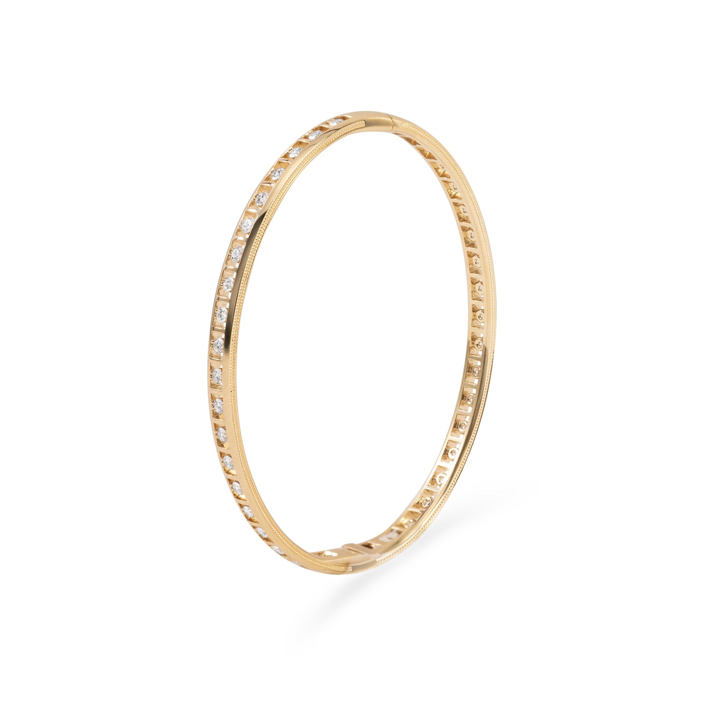 Milgrain and Channel Bracelet in 18K Yellow Gold with Diamonds