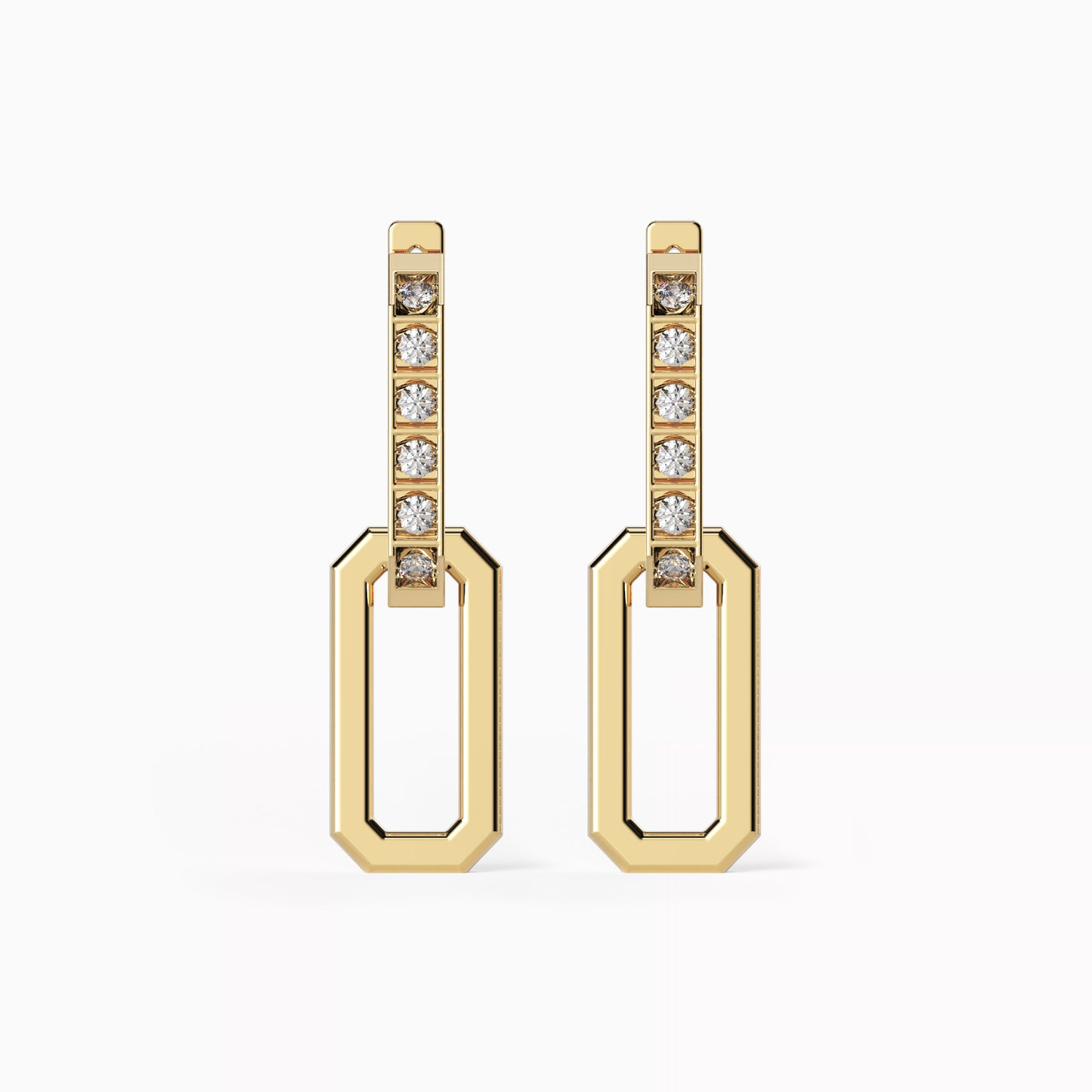 Versa Chain Link Pendant Earrings in 18K Yellow Gold with Diamonds