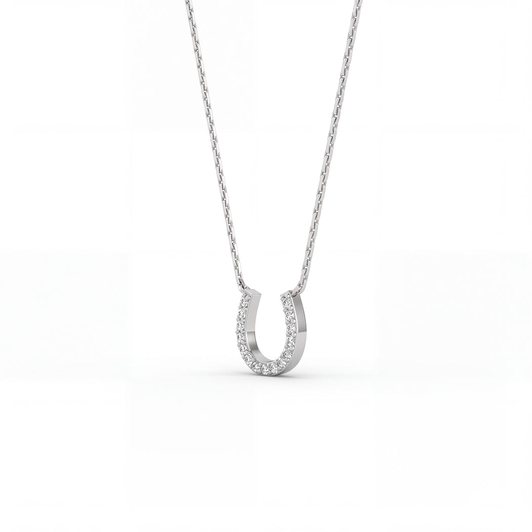 Lucky Horseshoe Necklace | 14K White Gold