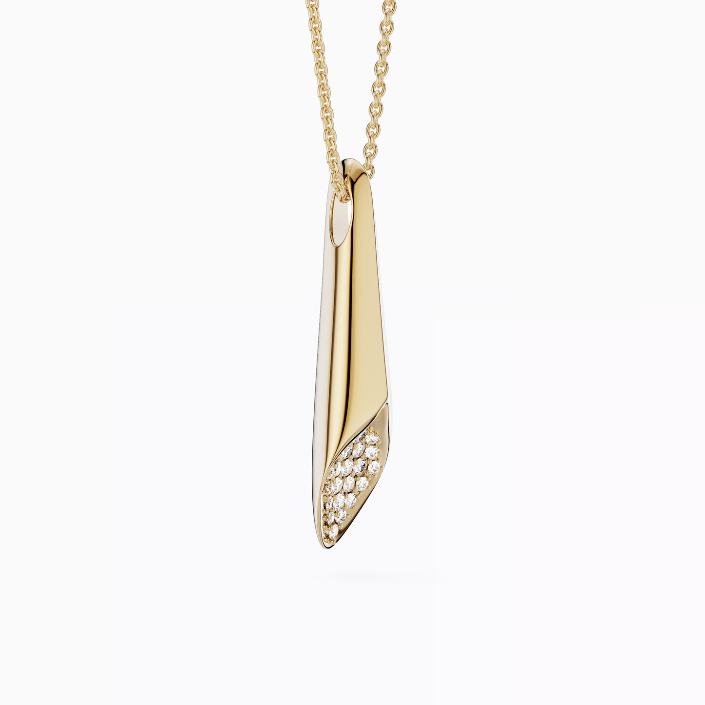 Organic Pendant Necklace in 18K Gold with Diamonds
