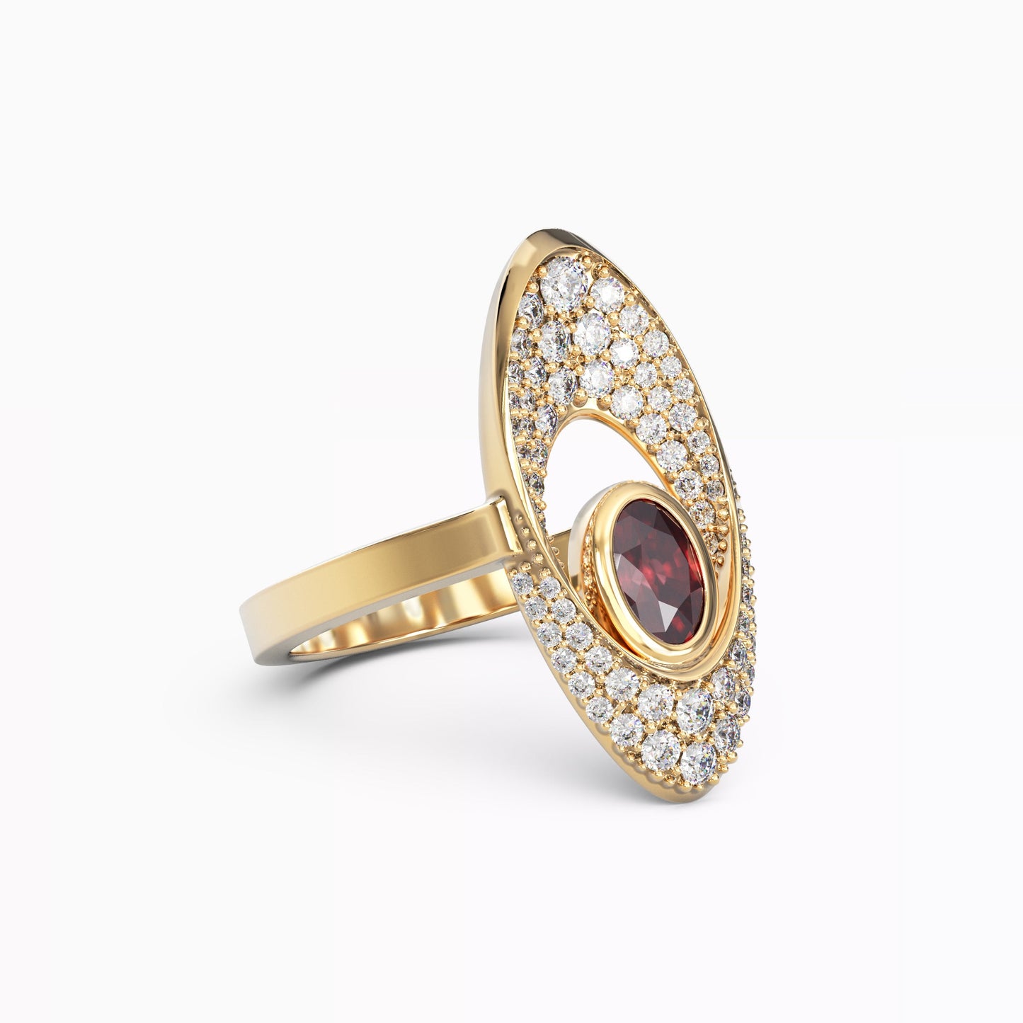 Balance Diamond and Precious Ruby Ring in 18 Karat Gold