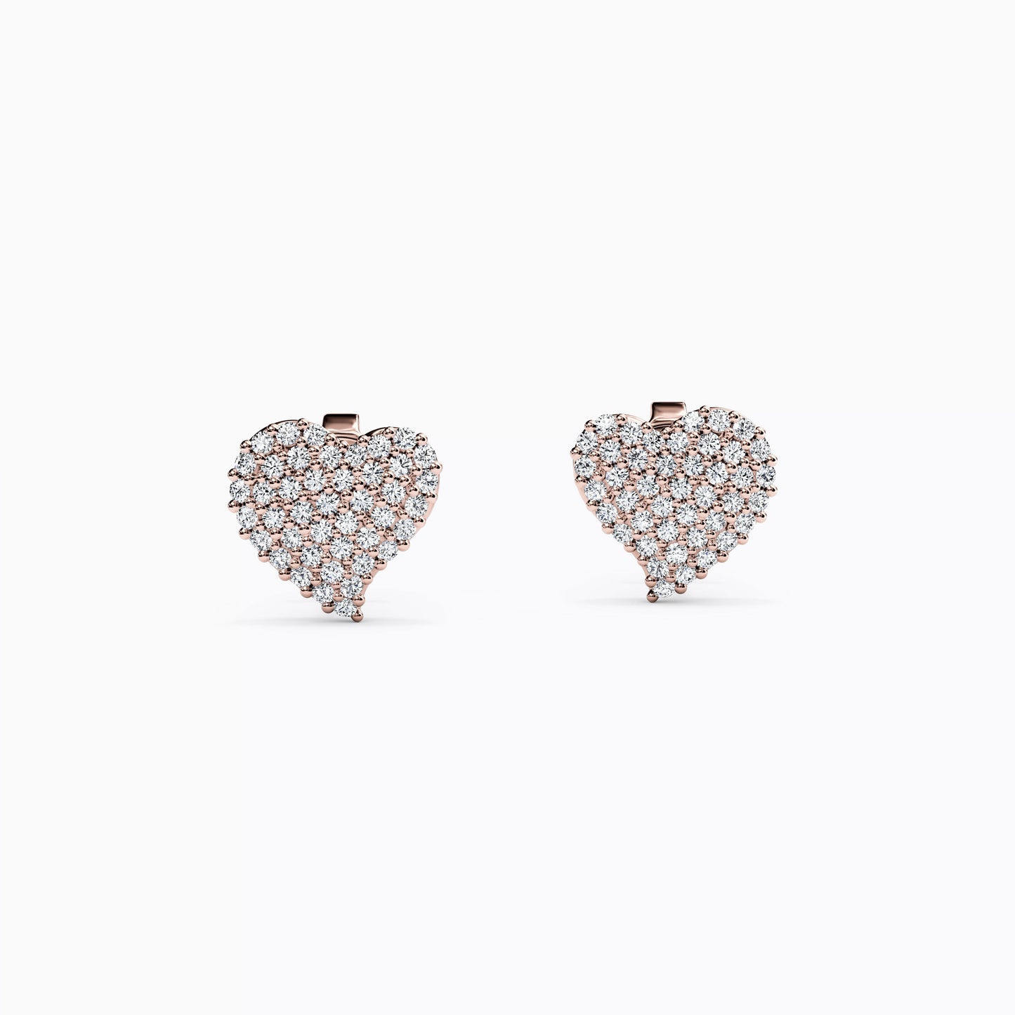 Diamond Heart Stud Earrings in 14K Gold