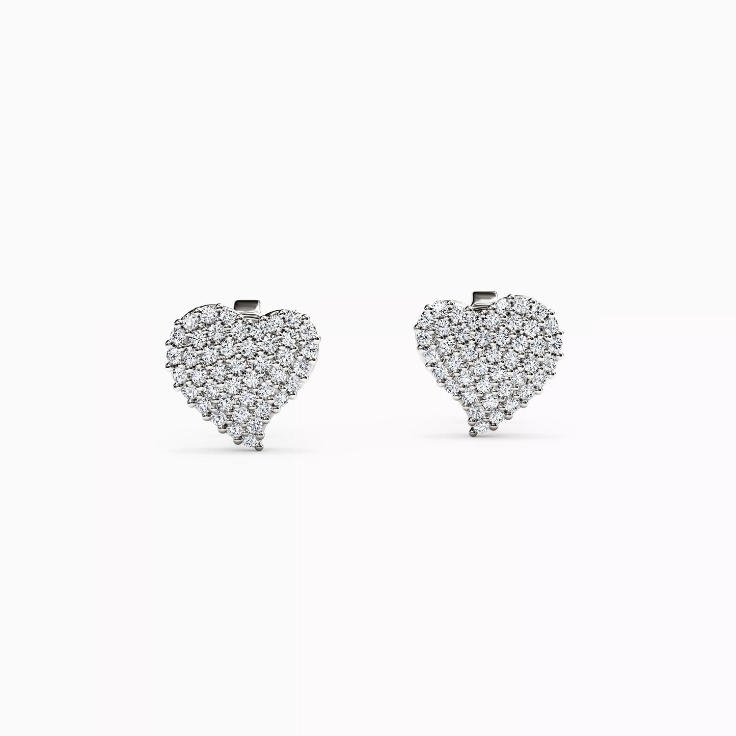 Diamond Heart Stud Earrings in 14K Gold