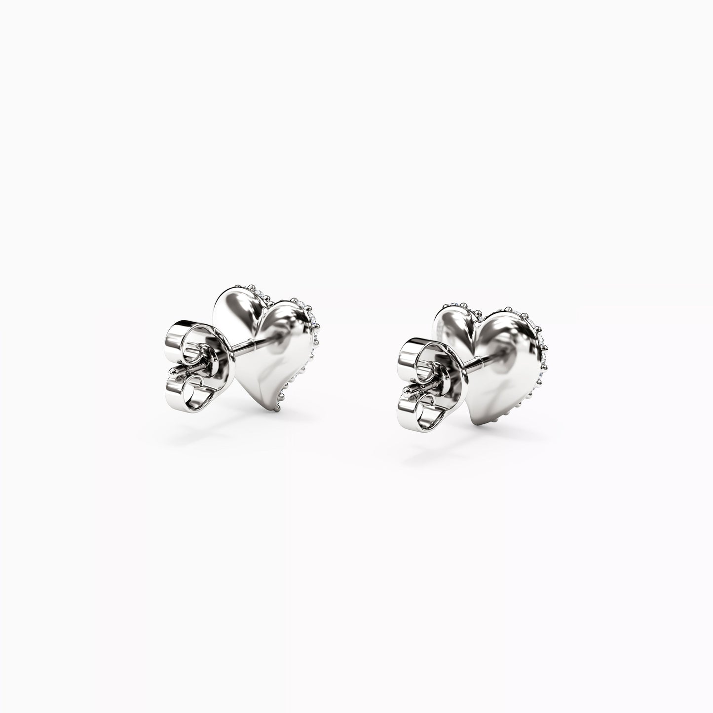 Diamond Heart Stud Earrings in 14K Gold