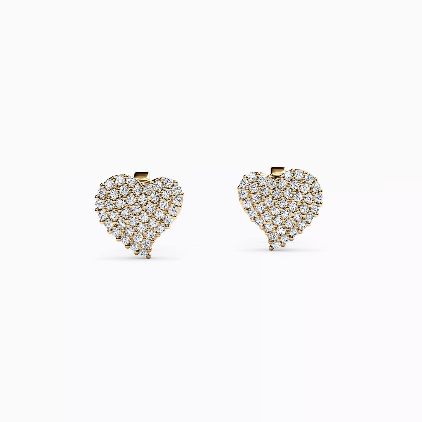 Diamond Heart Stud Earrings in 14K Gold