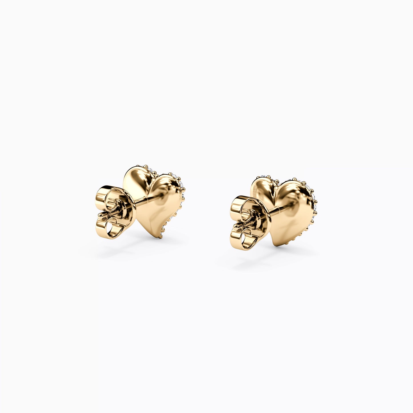 Diamond Heart Stud Earrings in 14K Gold