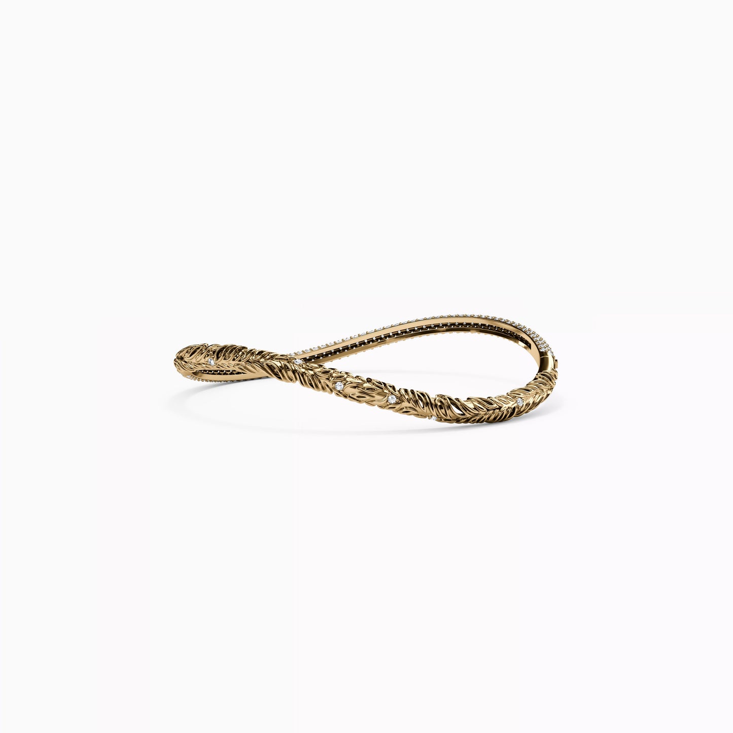 Twisted Bangle in 18K Gold with Diamonds