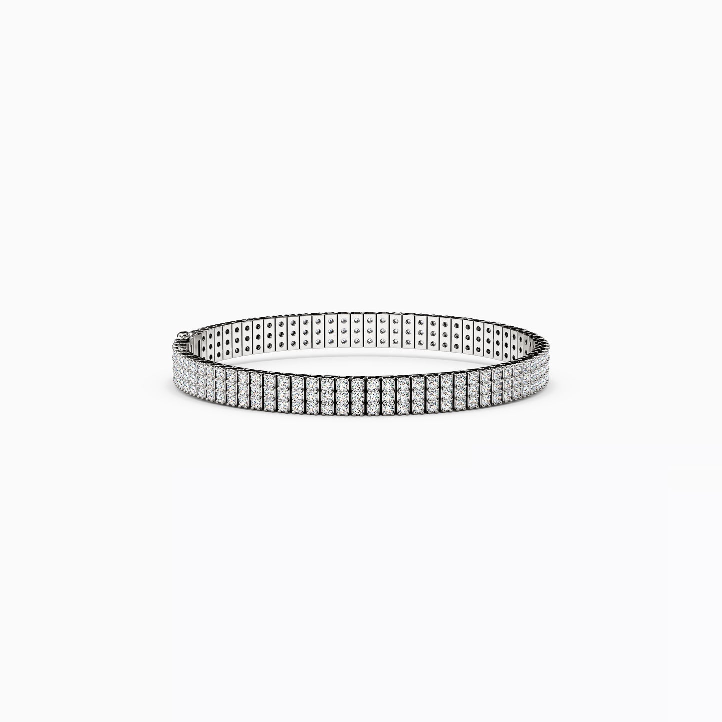 Three Row Shared Prong Tennis Bracelet in 14K Gold With Diamonds