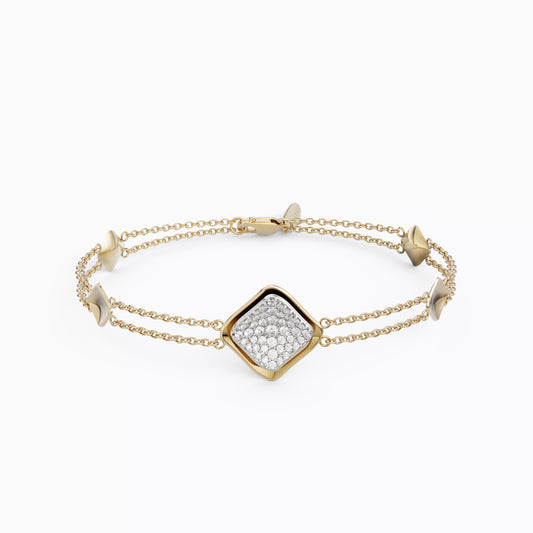 Gravity Chain Bangle in 18K Gold and Platinum with Diamonds