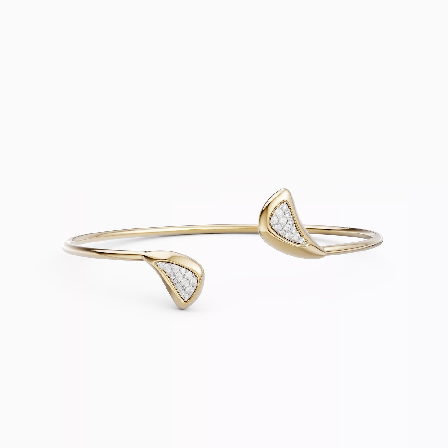Flexible Crescent Cuff Bracelet in 18K Gold and Platinum with Diamonds