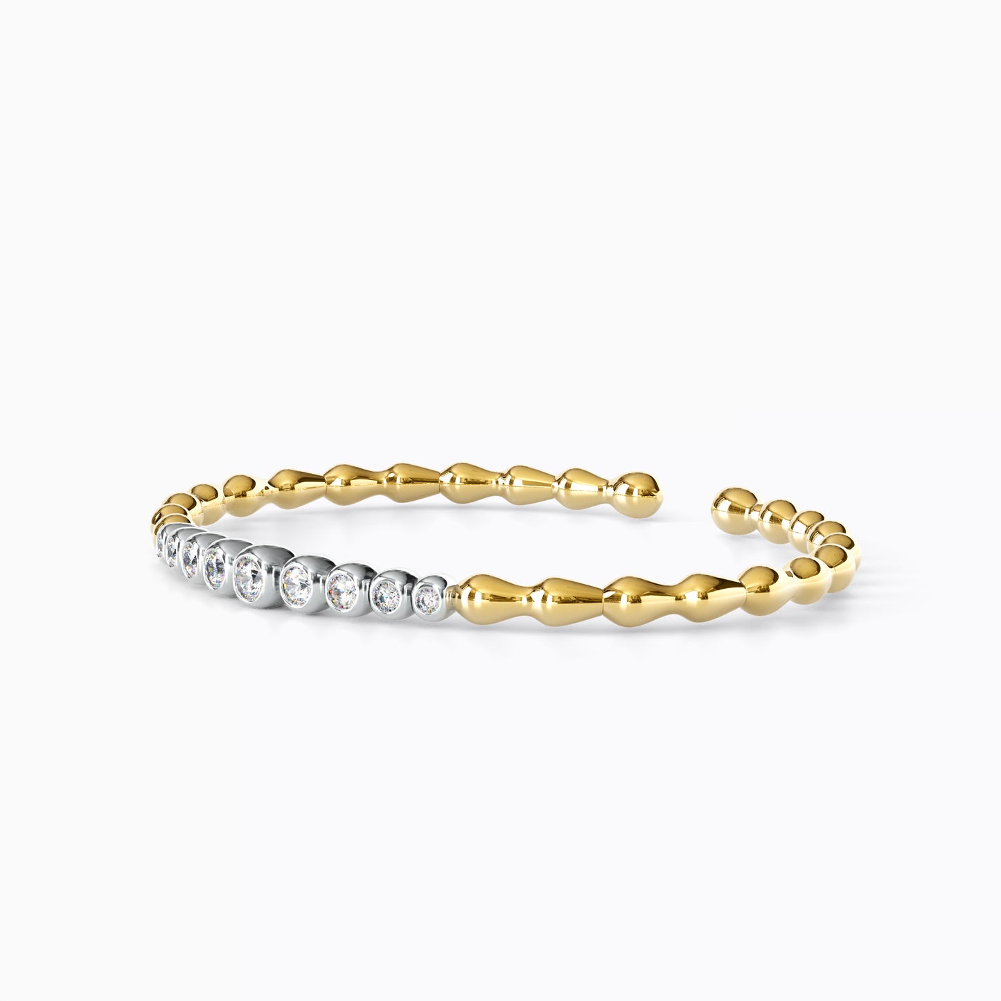 Flexible Diamond Bangle in 18 Karat Gold and Platinum