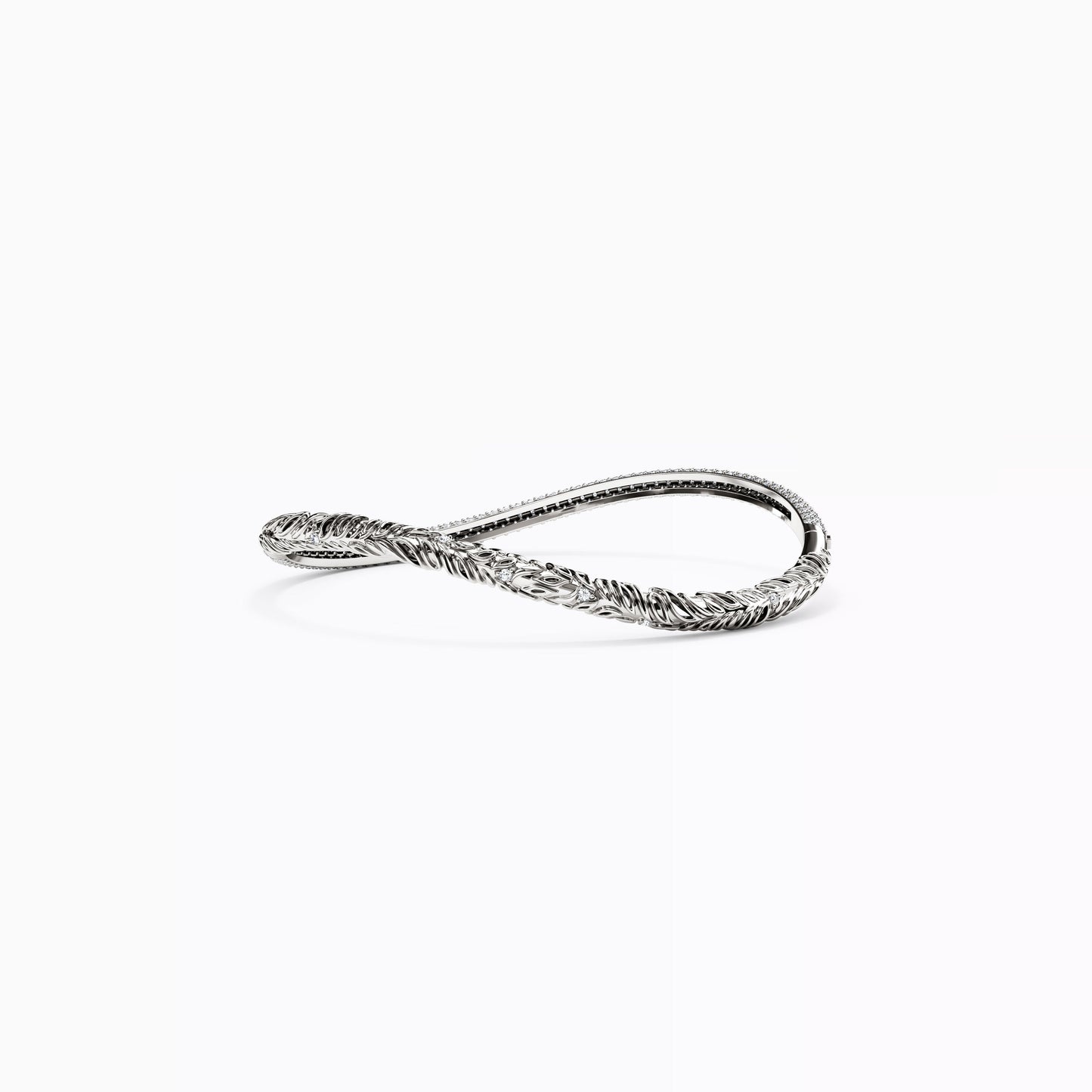 Twisted Bangle in 18K Gold with Diamonds