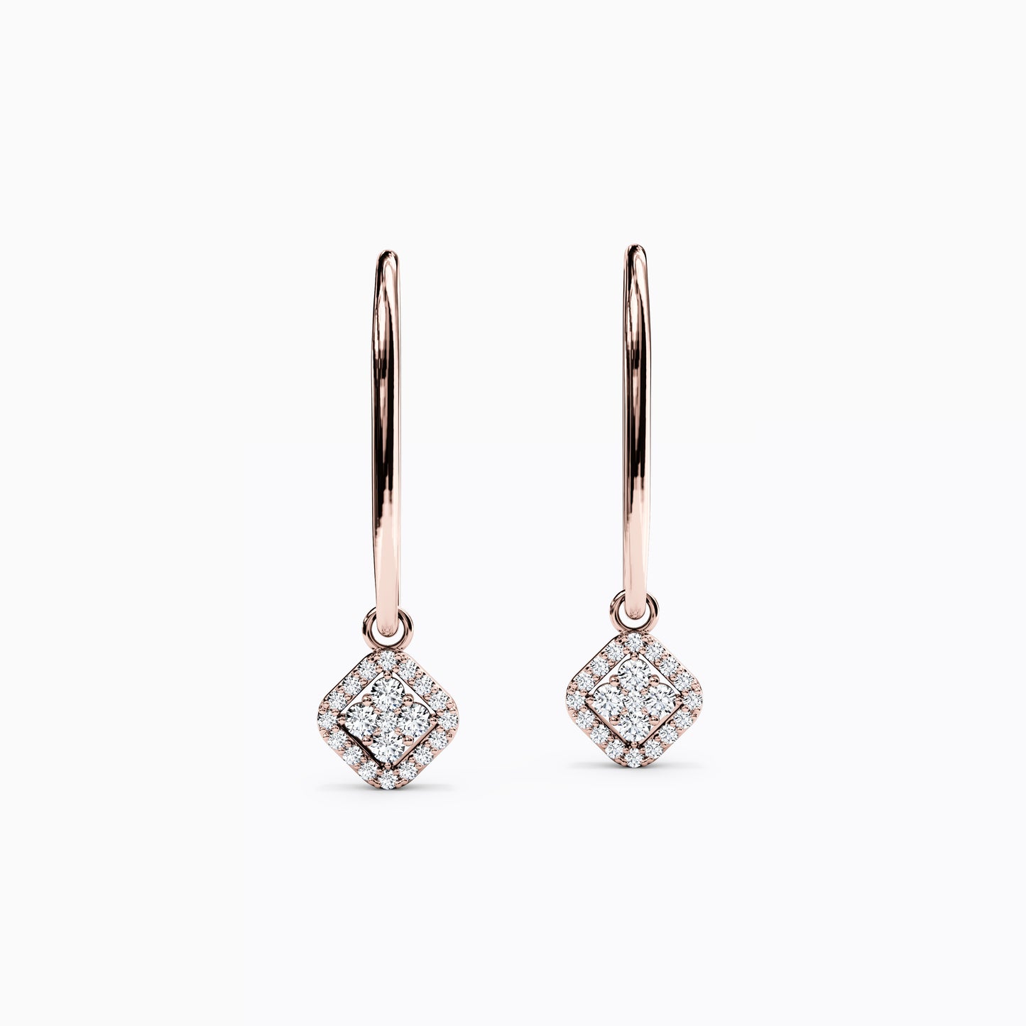 Shared Prong Drop Earrings in 14K Gold With Diamonds
