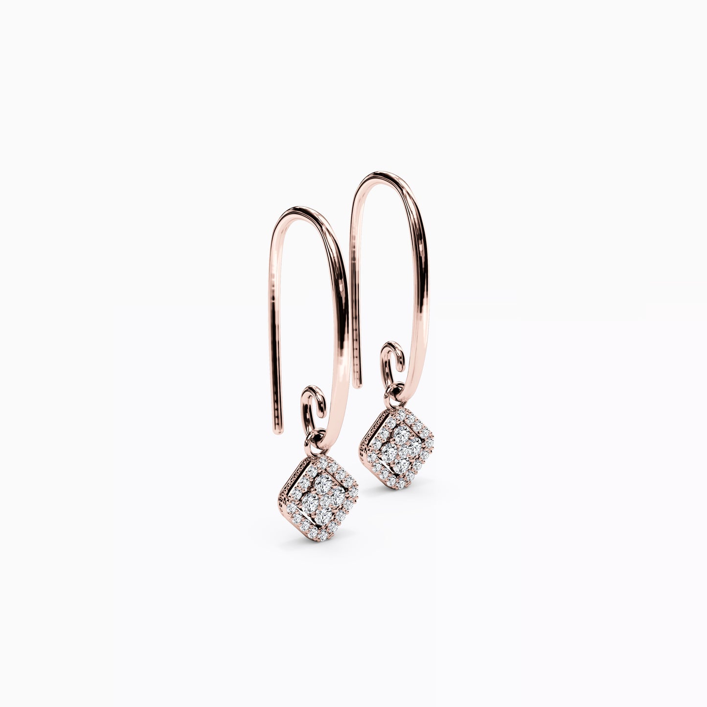 Shared Prong Drop Earrings in 14K Gold With Diamonds
