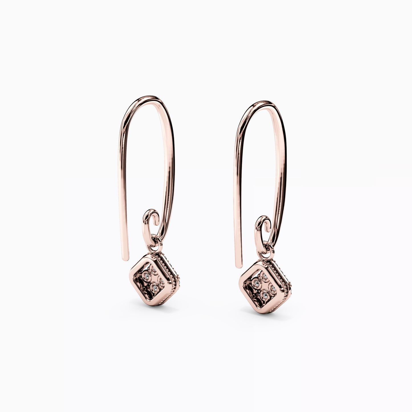 Shared Prong Drop Earrings in 14K Gold With Diamonds