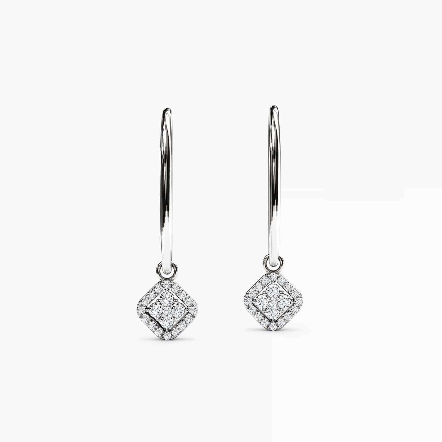 Shared Prong Drop Earrings in 14K Gold With Diamonds