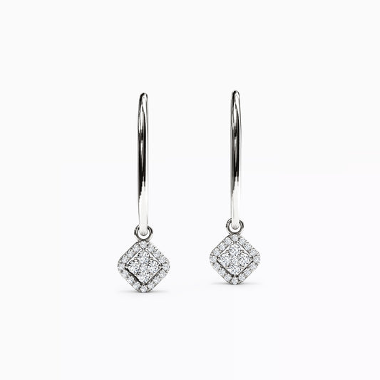 Shared Prong Drop Earrings in 14K Gold With Diamonds