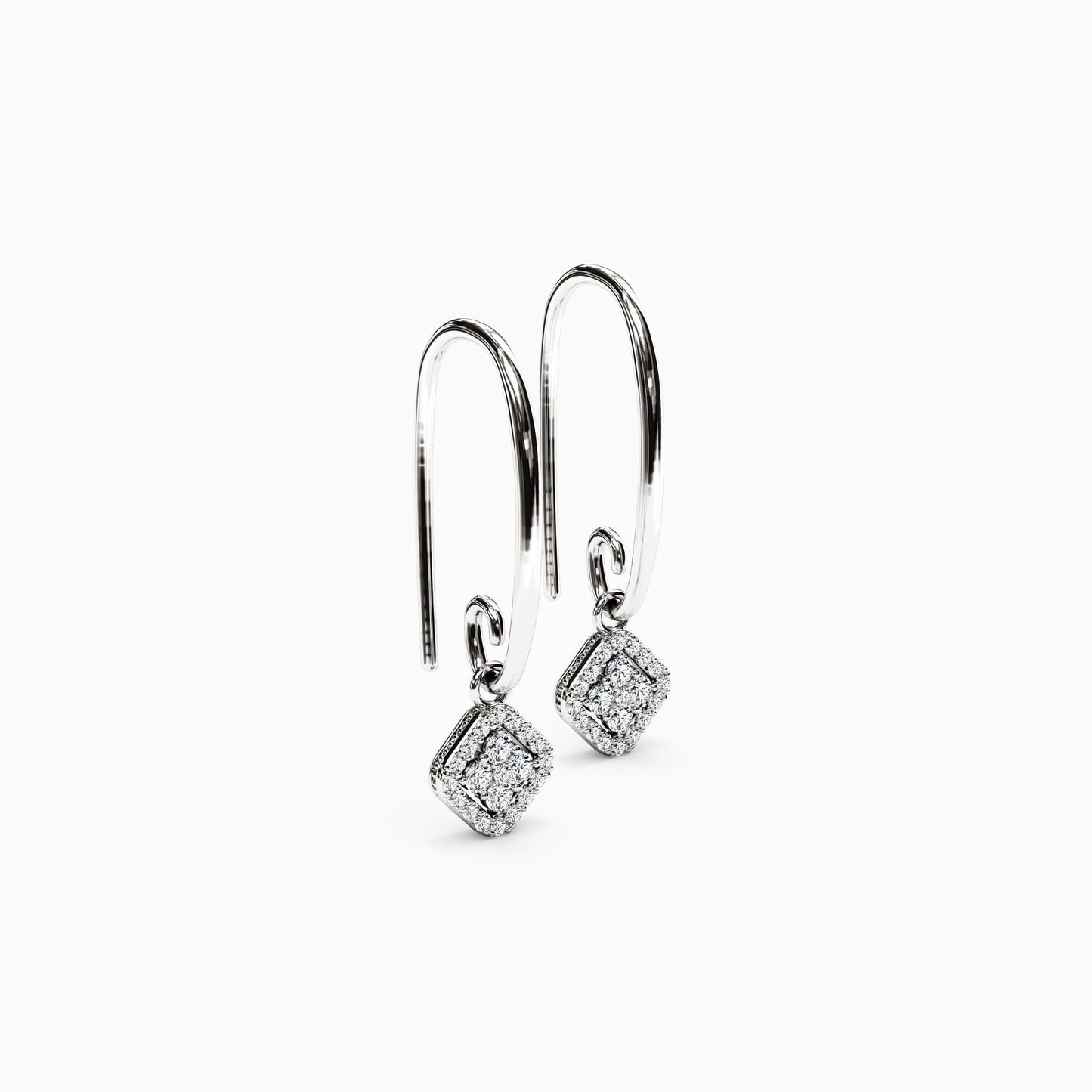 Shared Prong Drop Earrings in 14K Gold With Diamonds
