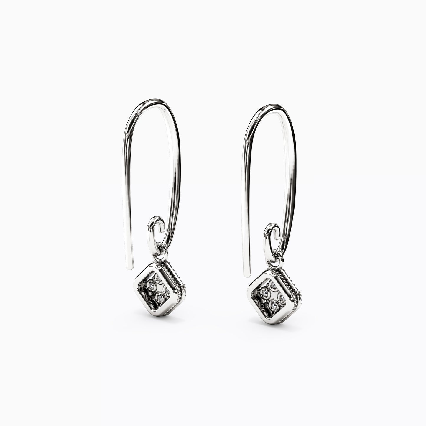 Shared Prong Drop Earrings in 14K Gold With Diamonds