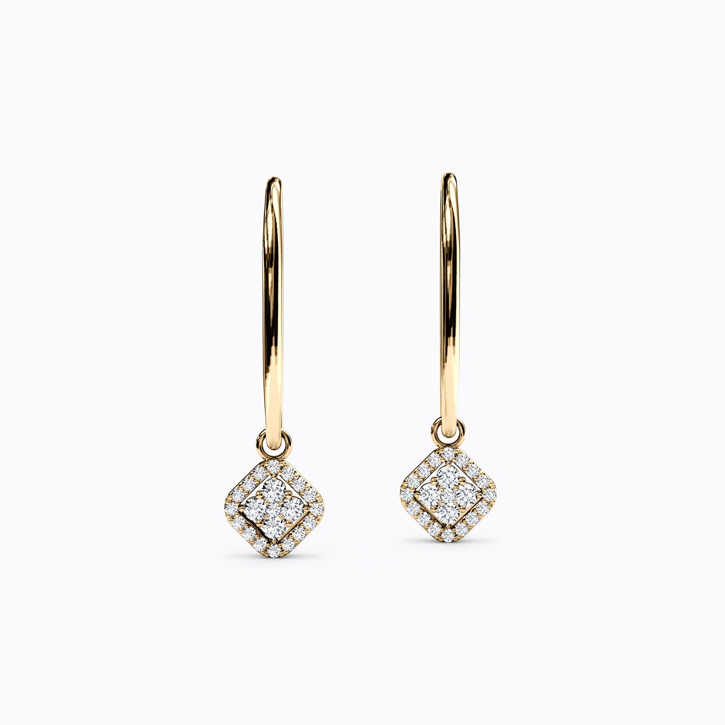 Shared Prong Drop Earrings in 14K Gold With Diamonds