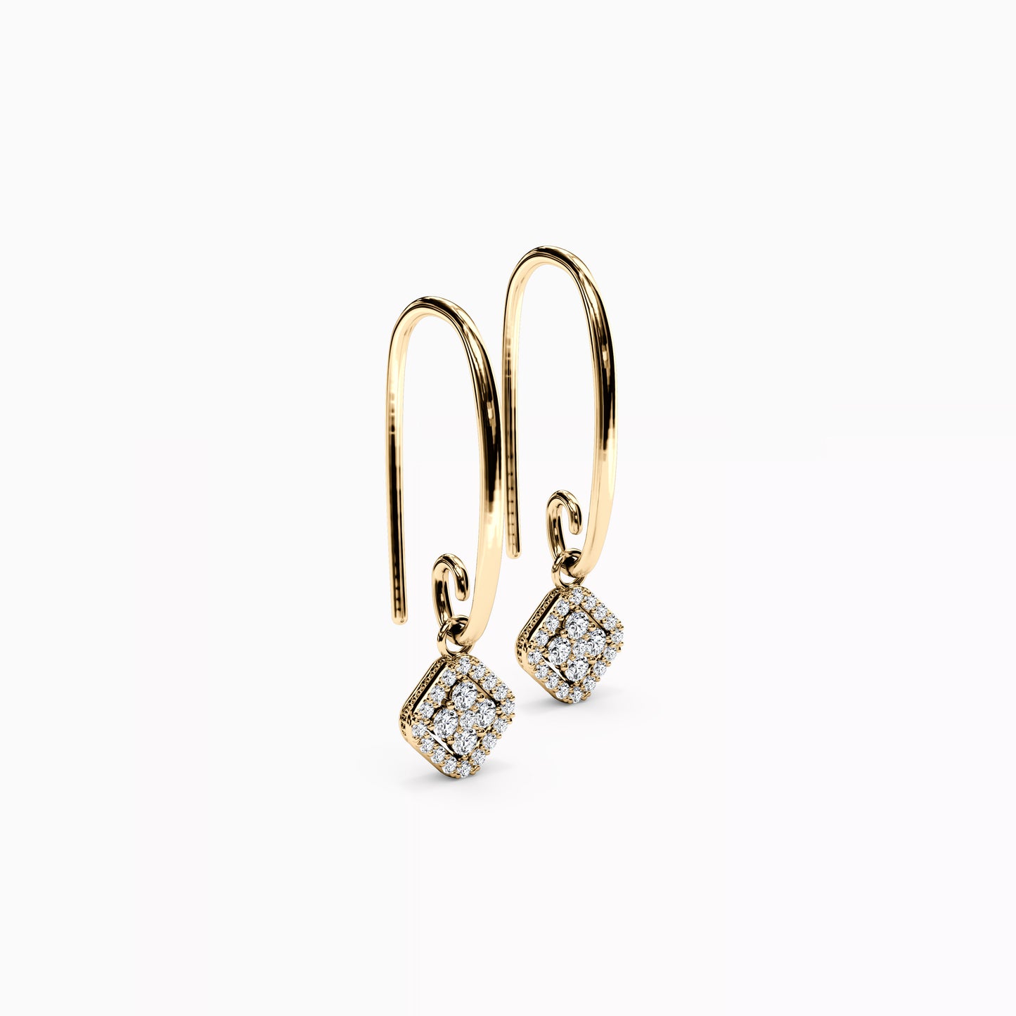 Shared Prong Drop Earrings in 14K Gold With Diamonds