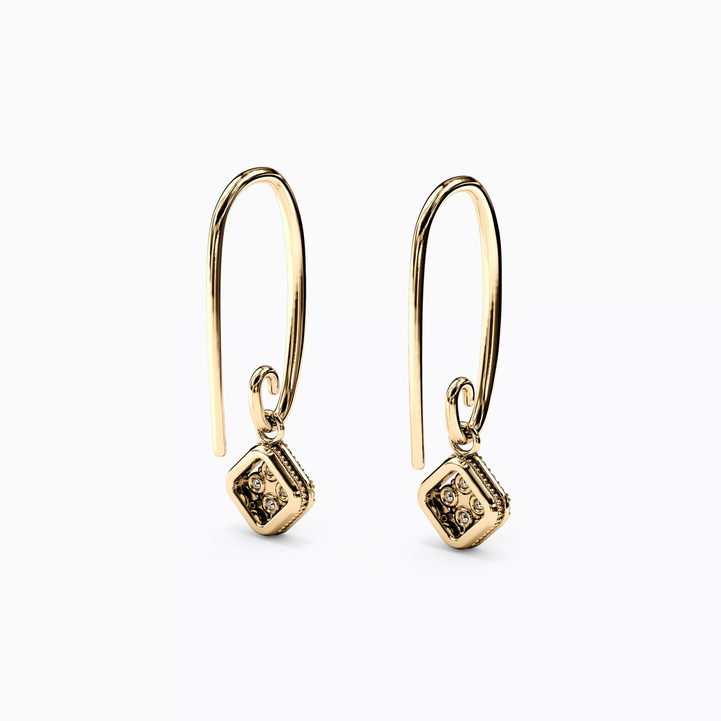Shared Prong Drop Earrings in 14K Gold With Diamonds