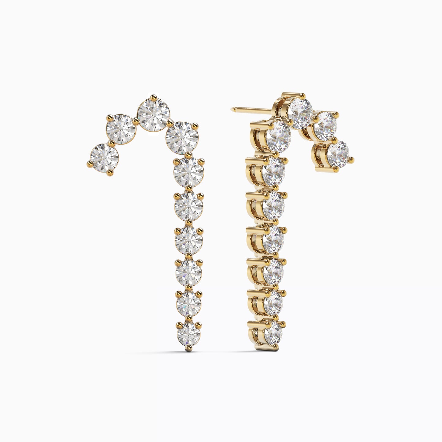 Gallery Setting Dangle Earrings in 18K Yellow Gold with Diamonds