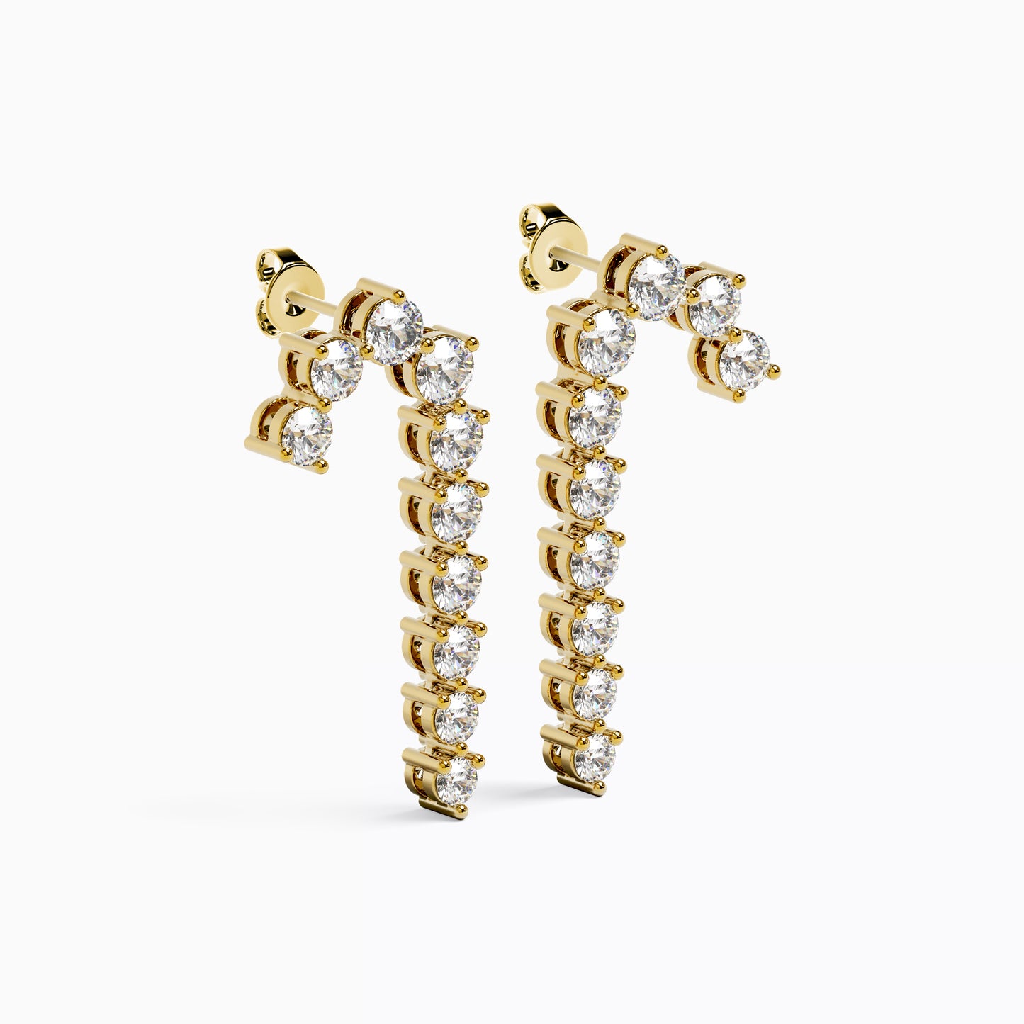 Gallery Setting Dangle Earrings in 18K Yellow Gold with Diamonds