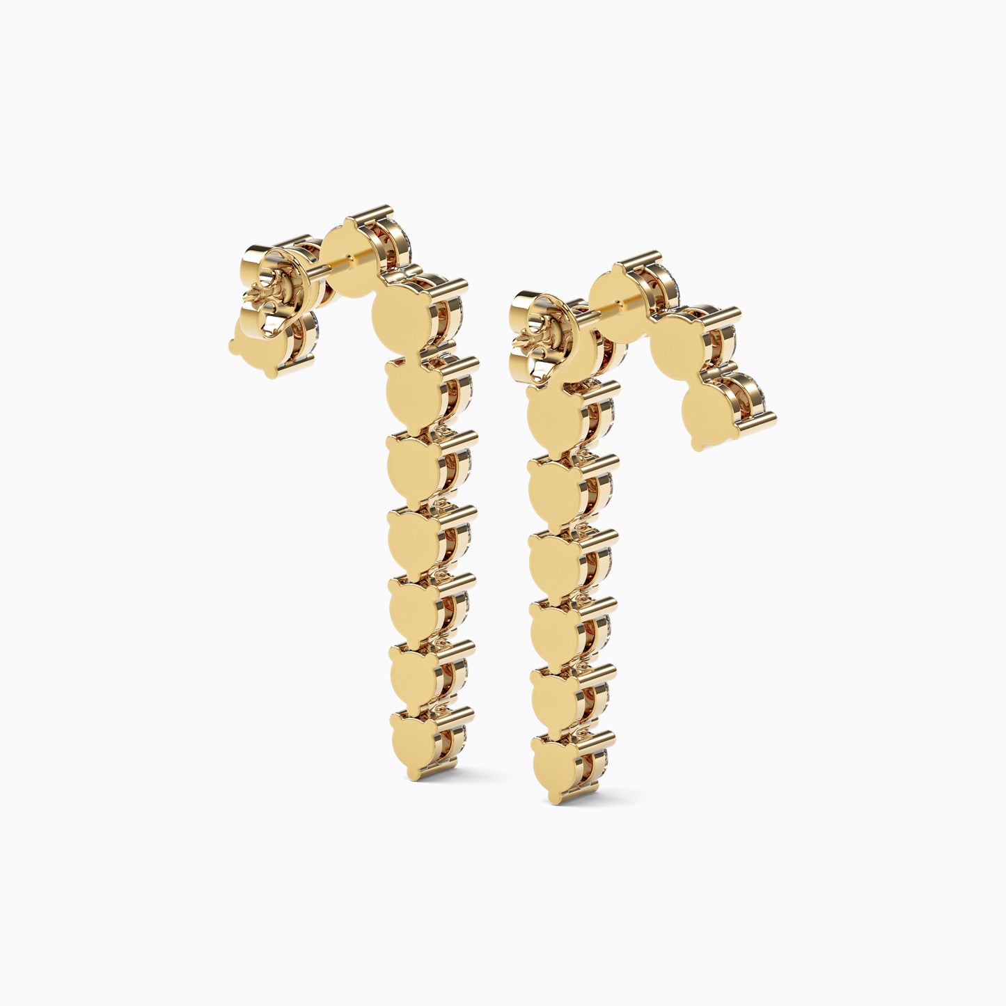 Gallery Setting Dangle Earrings in 18K Yellow Gold with Diamonds