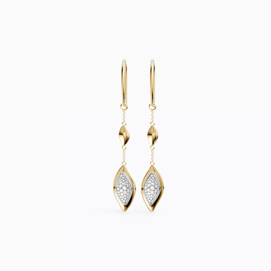 Shadow and Light Drop Earrings in 18K Gold and Platinum with Diamonds