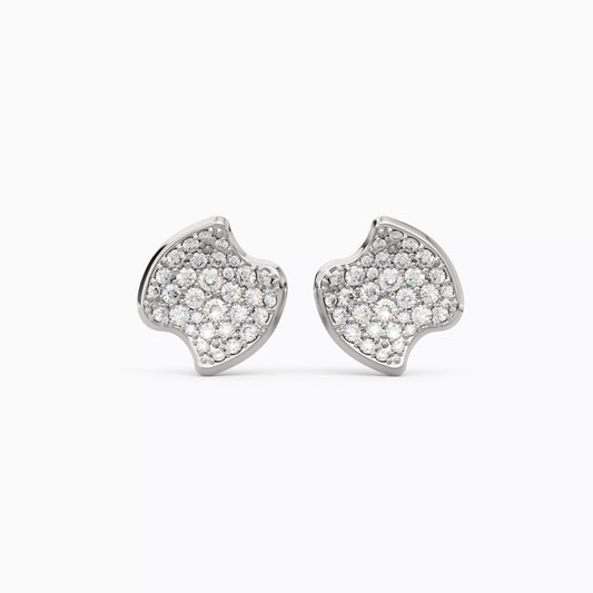 Organic Stud Earrings in Platinum with Diamonds