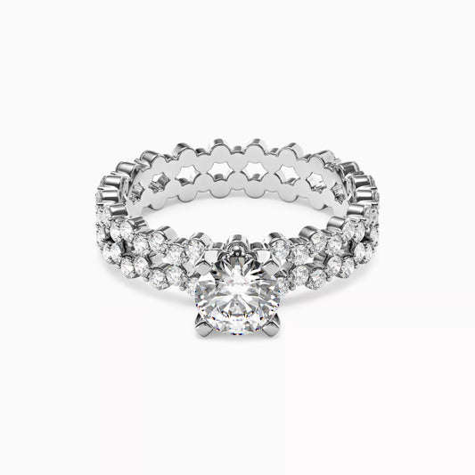 Aysmmetric Solitaire Engagement Ring in Platinum with Diamonds