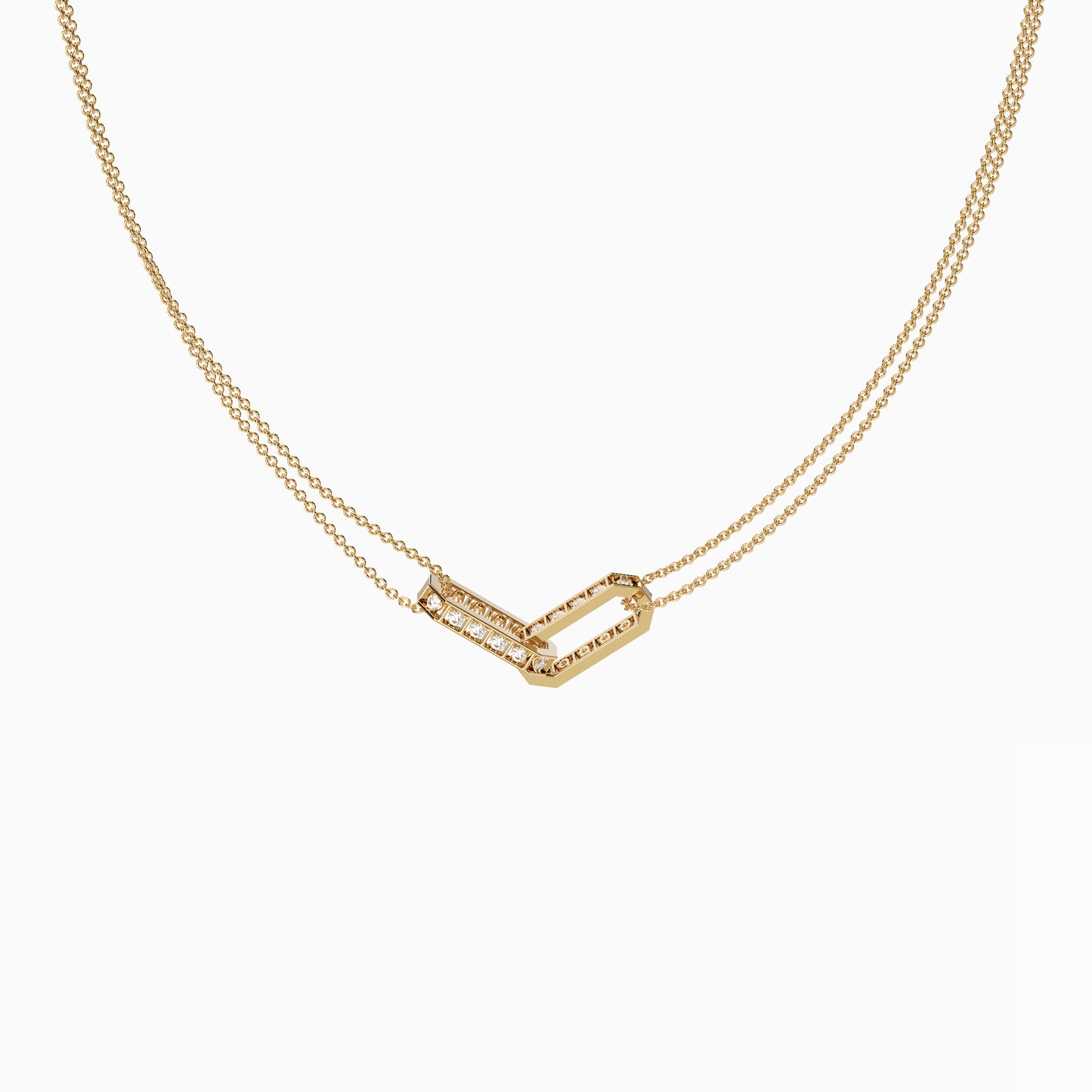 Chain Link Necklace in 18K Yellow Gold with Diamonds