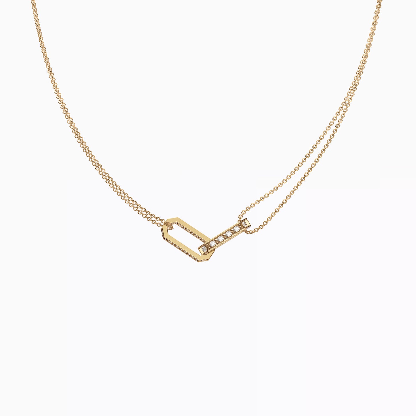 Chain Link Necklace in 18K Yellow Gold with Diamonds