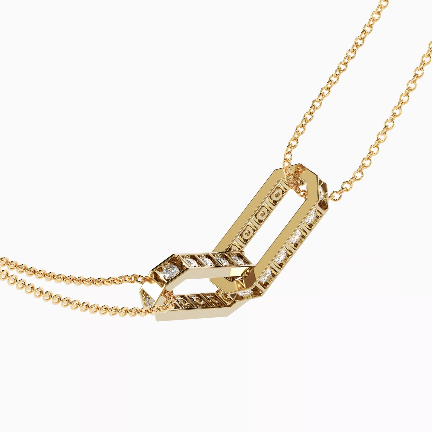 Chain Link Necklace in 18K Yellow Gold with Diamonds