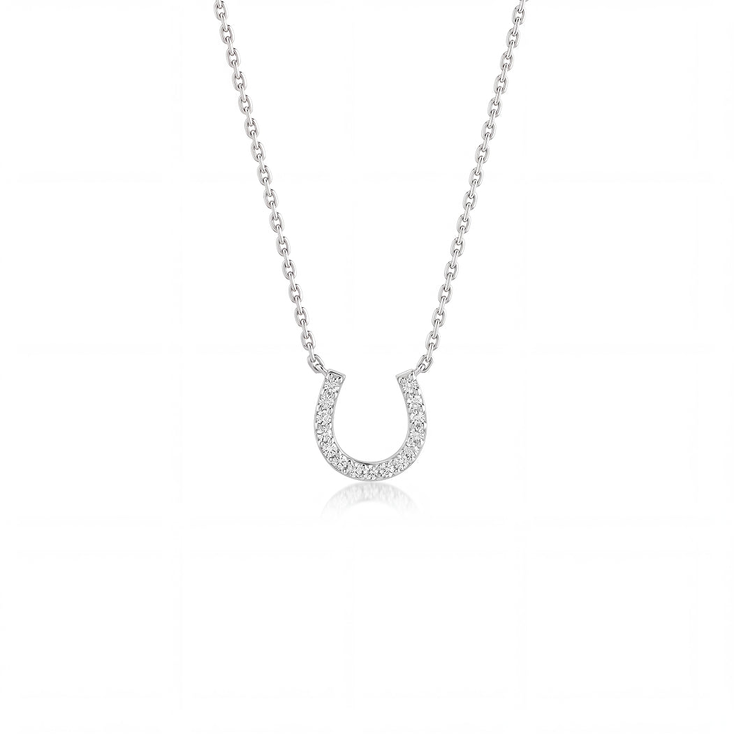 Lucky Horseshoe Necklace | 14K White Gold