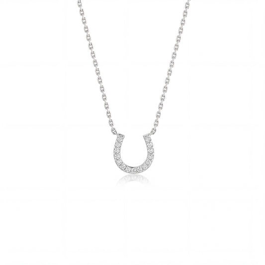 Lucky Horseshoe Necklace | 14K White Gold