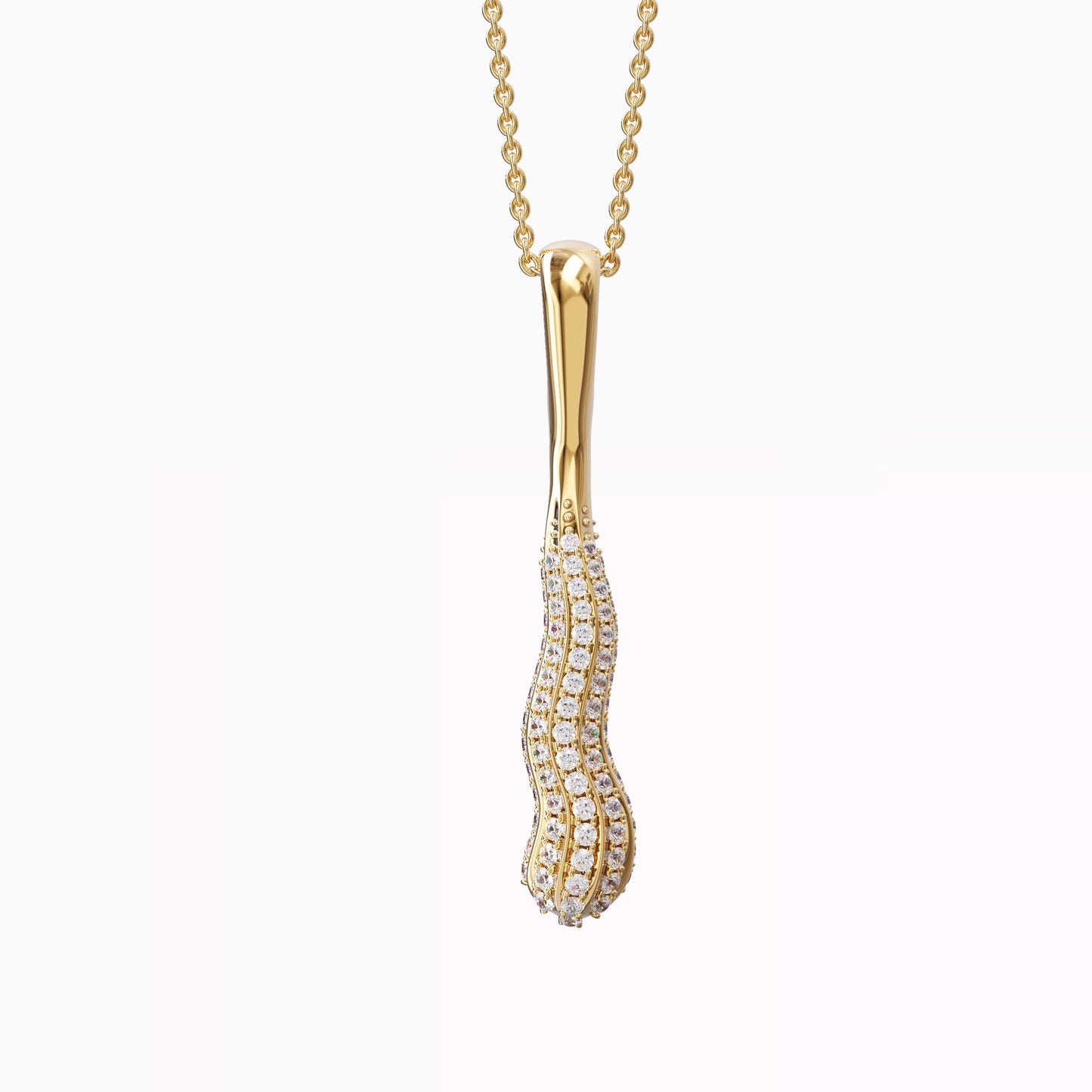 Carved Pendant Necklace in 18 Karat Gold with Diamonds