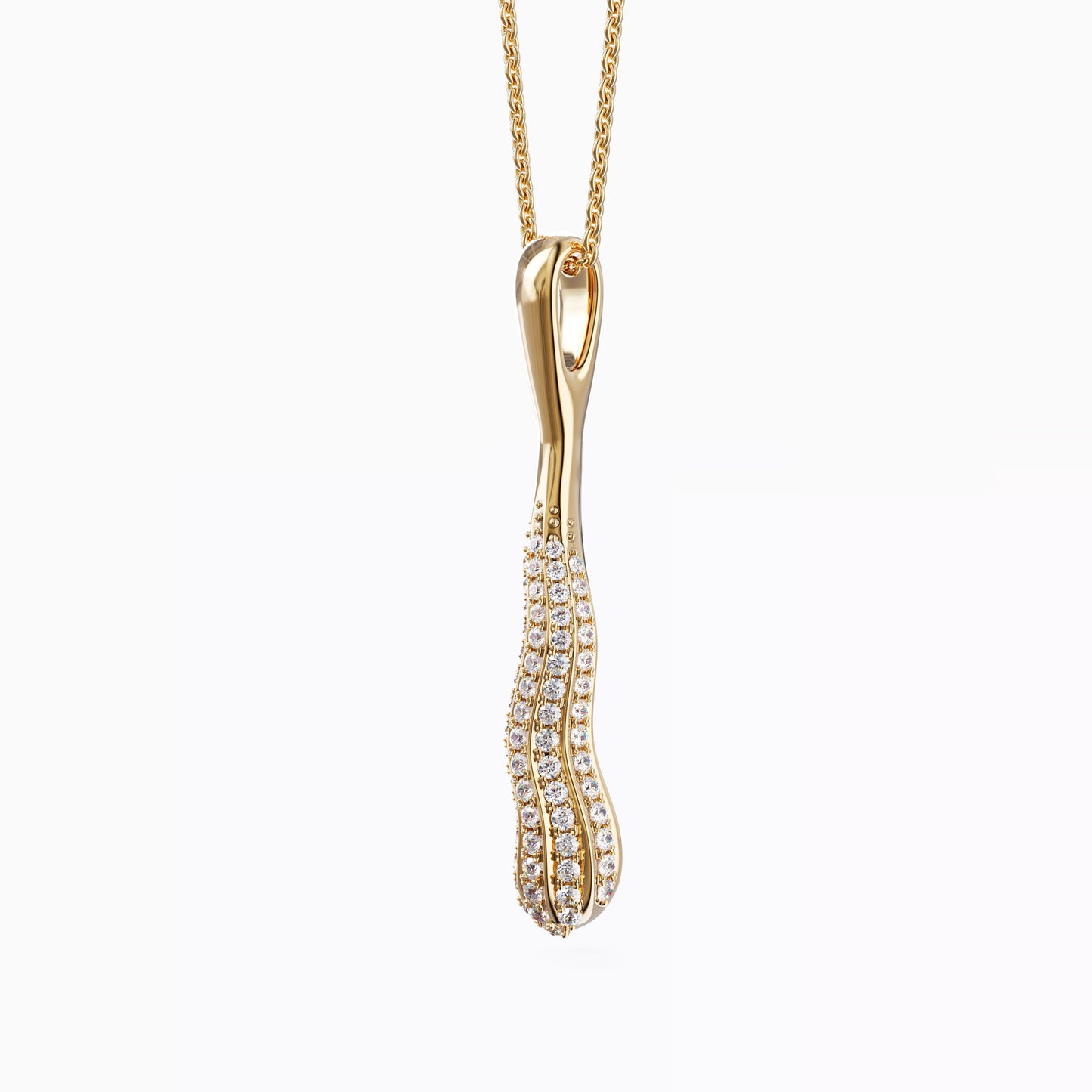 Carved Pendant Necklace in 18 Karat Gold with Diamonds
