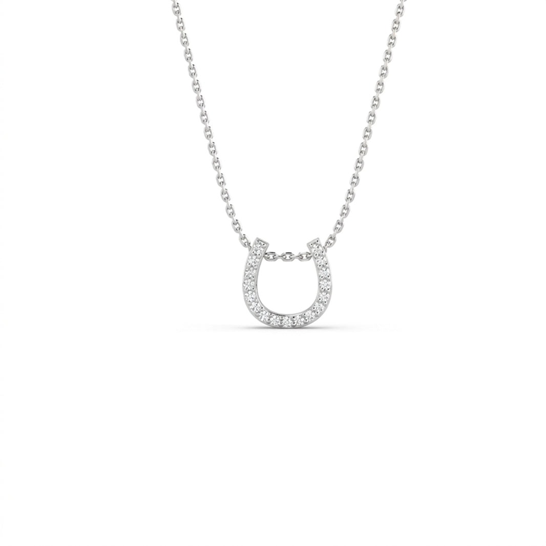 Lucky Horseshoe Pendant | 14K White Gold with diamond