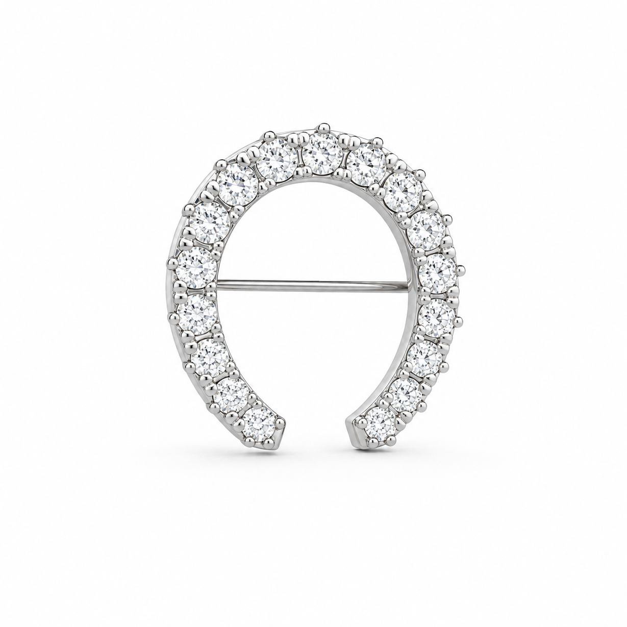 Lucky Horseshoe Brooch | 14K White Gold