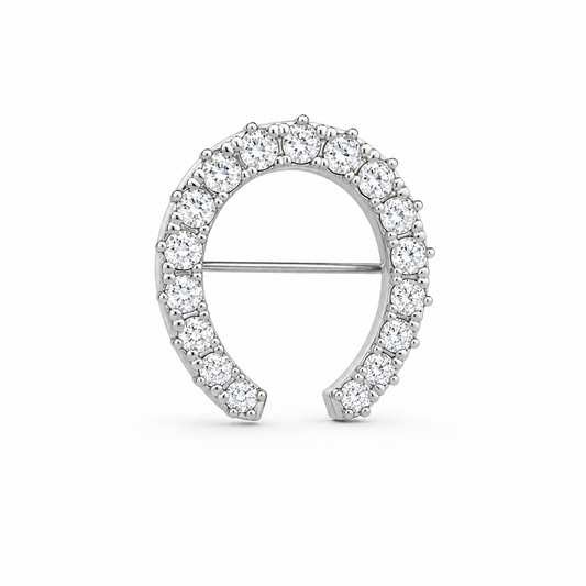 Lucky Horseshoe Brooch | 14K White Gold