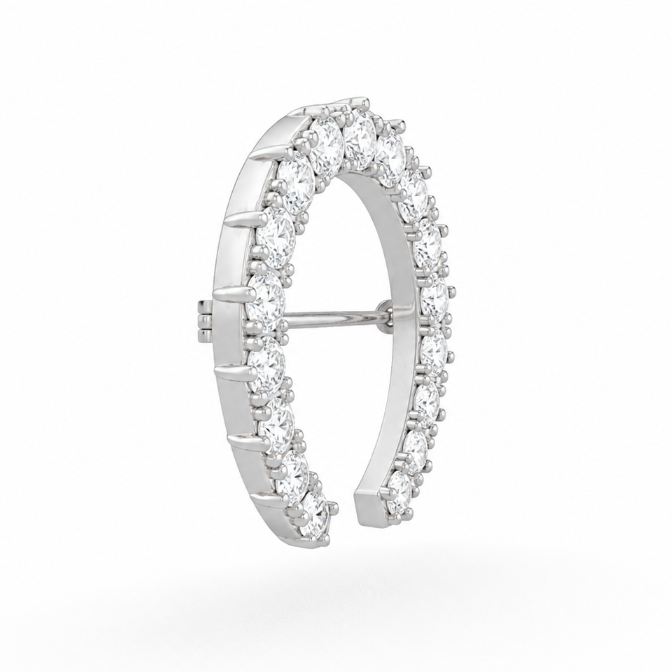 Lucky Horseshoe Brooch | 14K White Gold