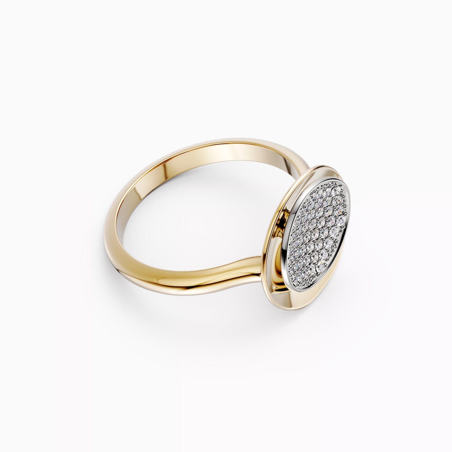 Layered Ring in 18K Gold and Platinum with Diamond Pavé