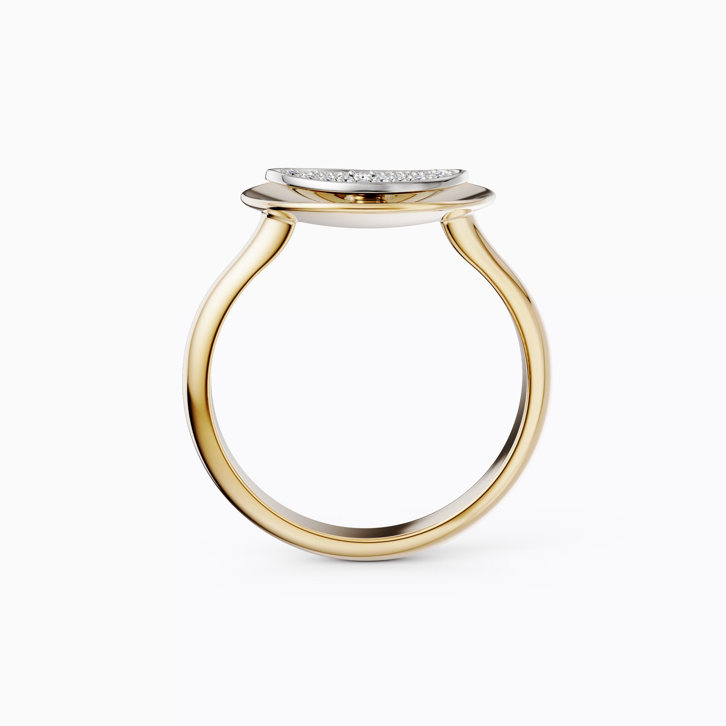 Layered Ring in 18K Gold and Platinum with Diamond Pavé