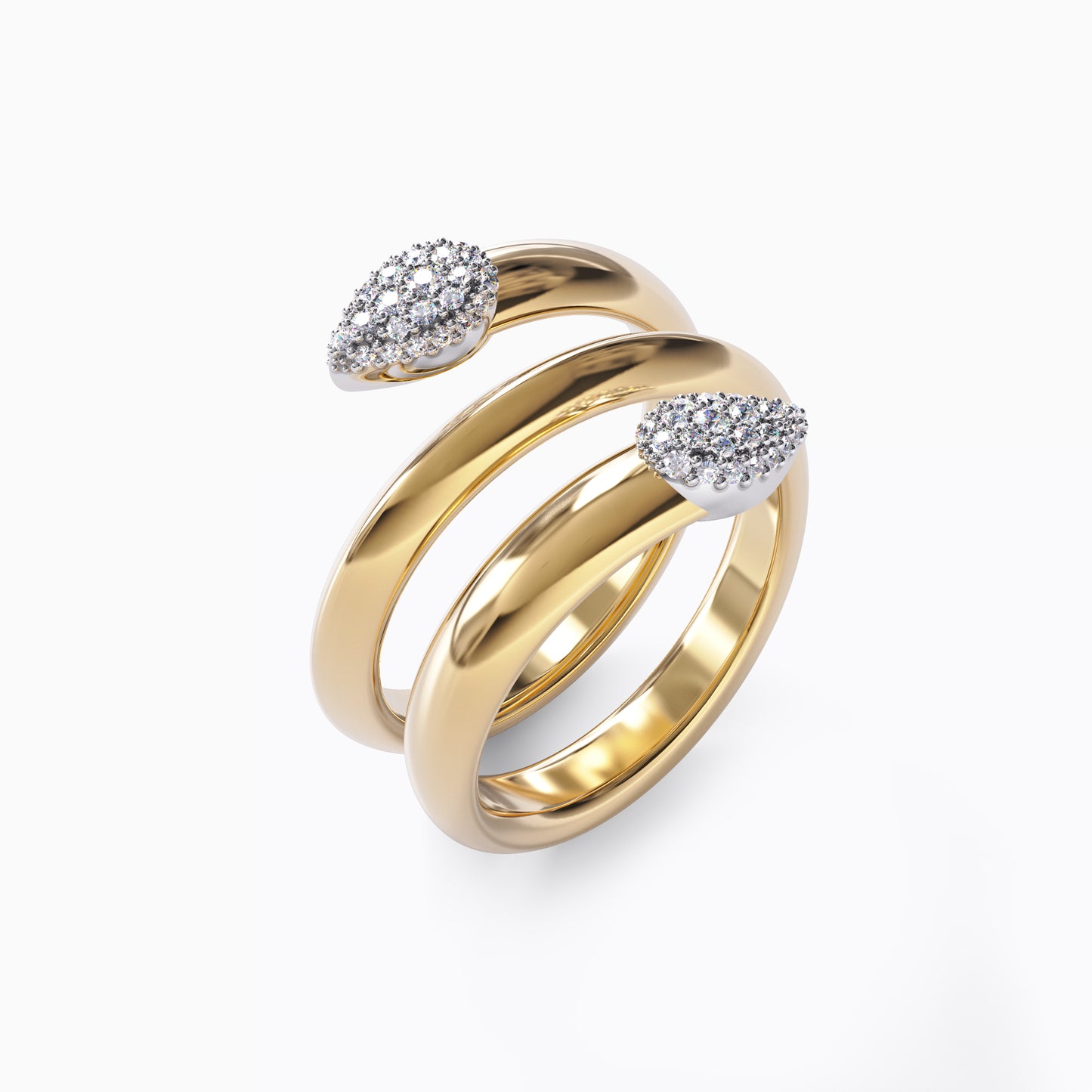 Climbing Ring in 18 Karat Gold and Platinum with Diamonds