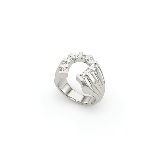 Lucky Horseshoe Ring | 14K White Gold