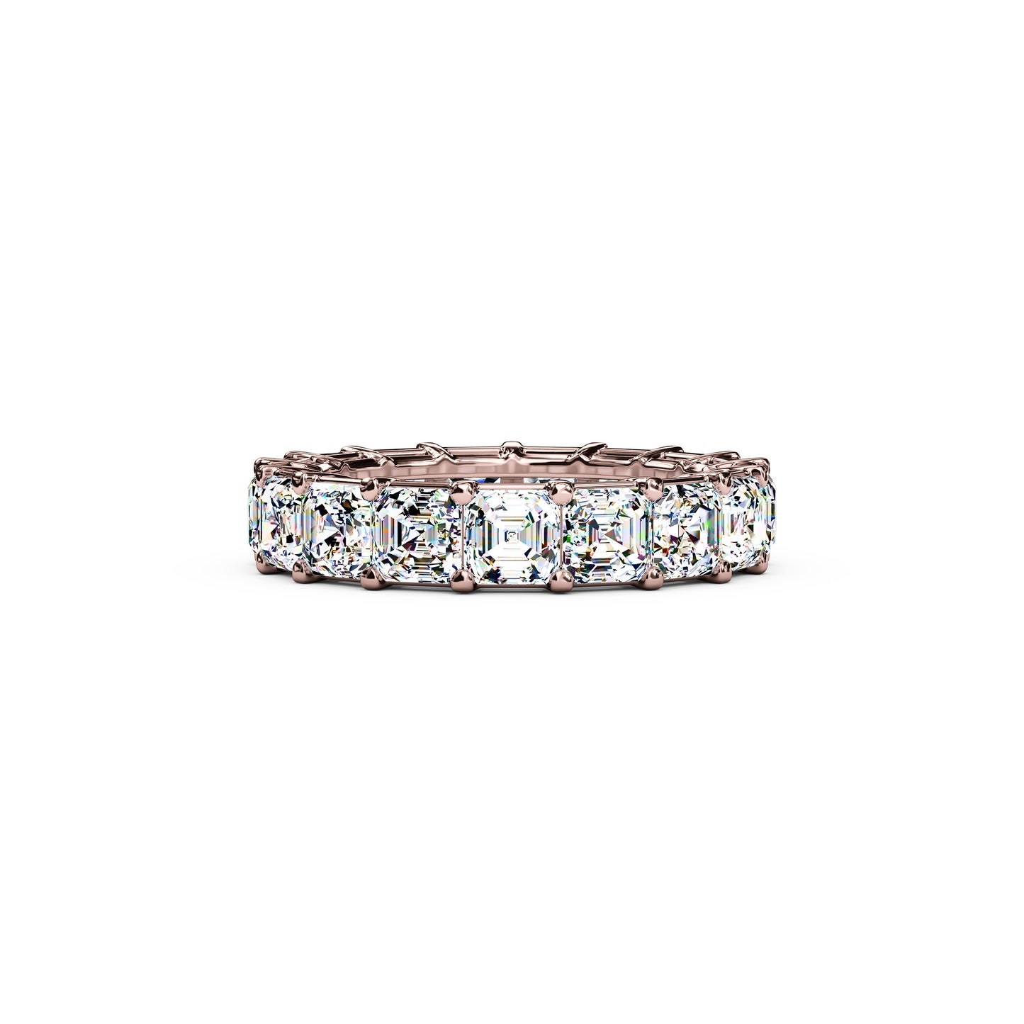 Diamond Asscher Cut Eternity Wedding Band in 18K Gold